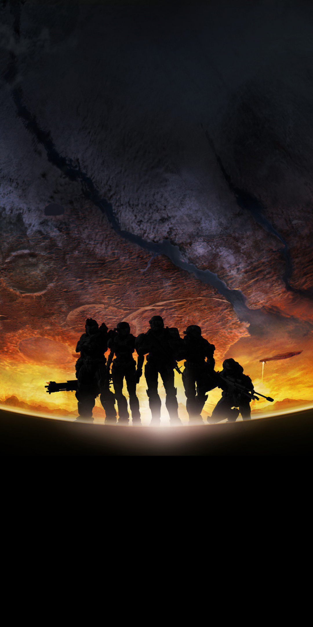 Halo, soldiers, video game, silhouette, 1080x2160 wallpaper