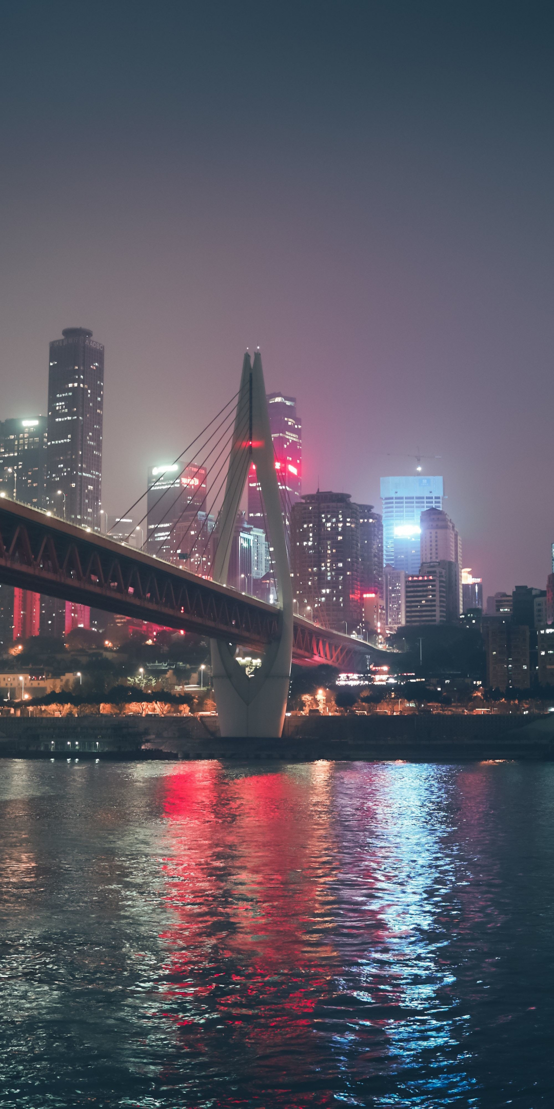 Night, bridge, China's city, buildings, 1080x2160 wallpaper