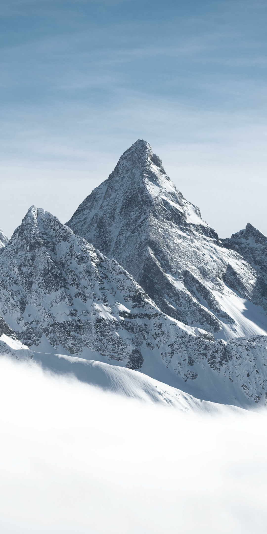 Winter day, glacier mountains, summit, high mountain, 1080x2160 wallpaper