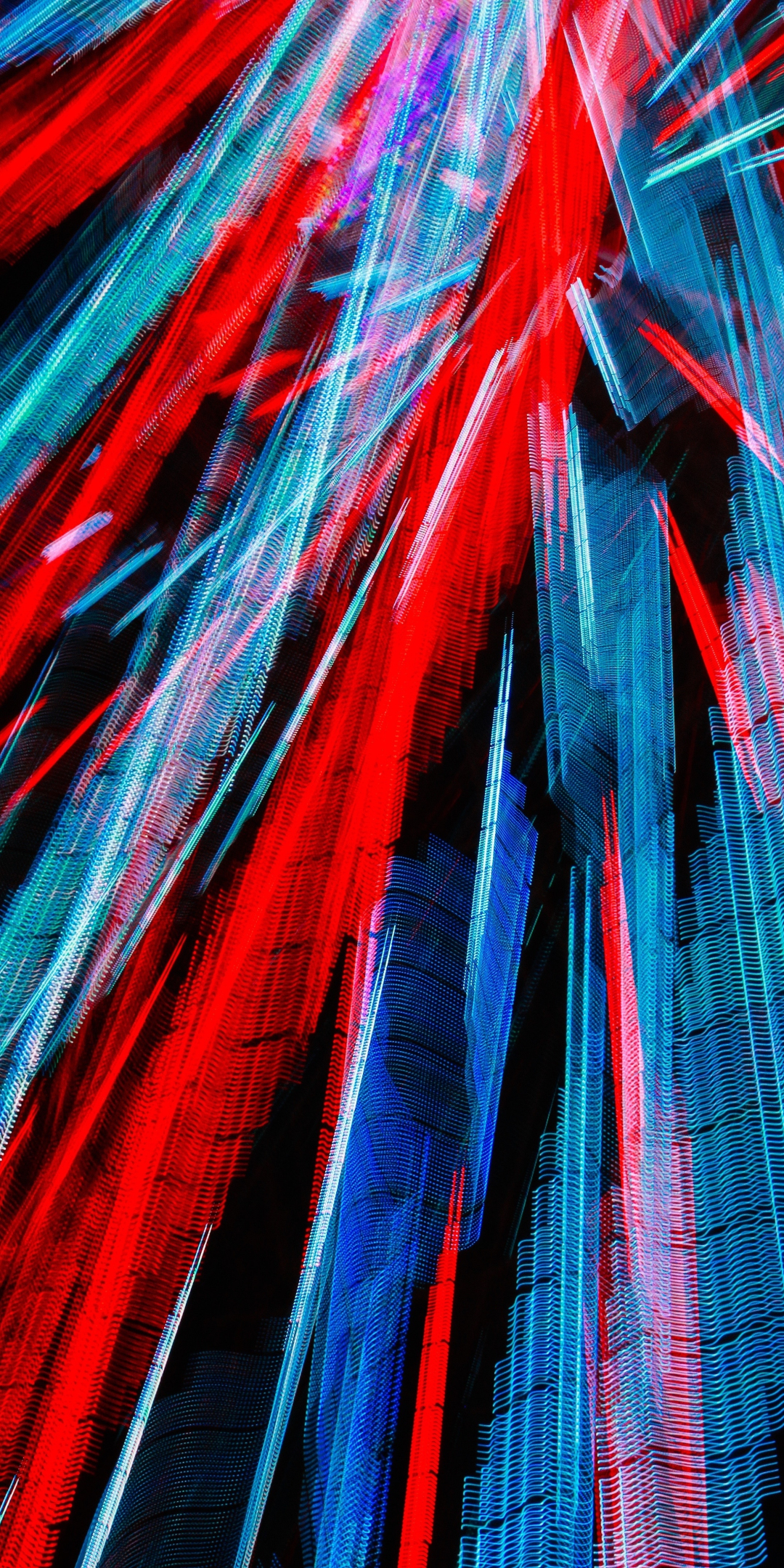 Digital art, lines, blue-red stripes, intermittent, 1080x2160 wallpaper