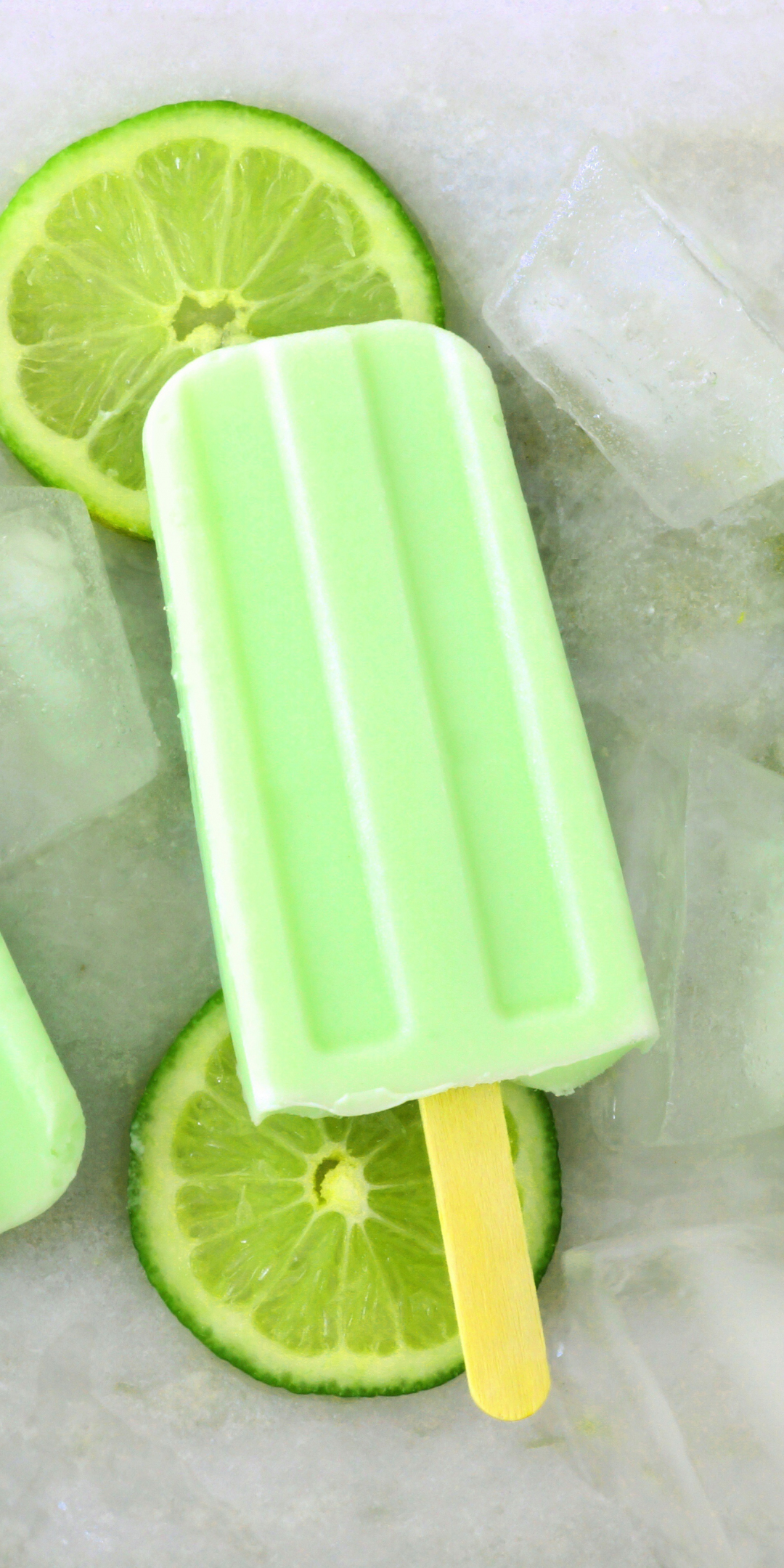 Green ice candies, lemon slices, summer, 1080x2160 wallpaper