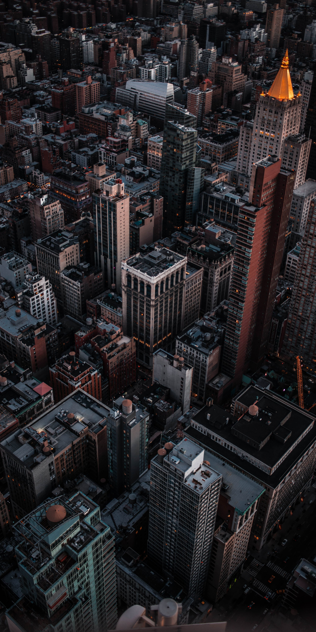 Aerial view, cityscape, dark, buildings, 1080x2160 wallpaper