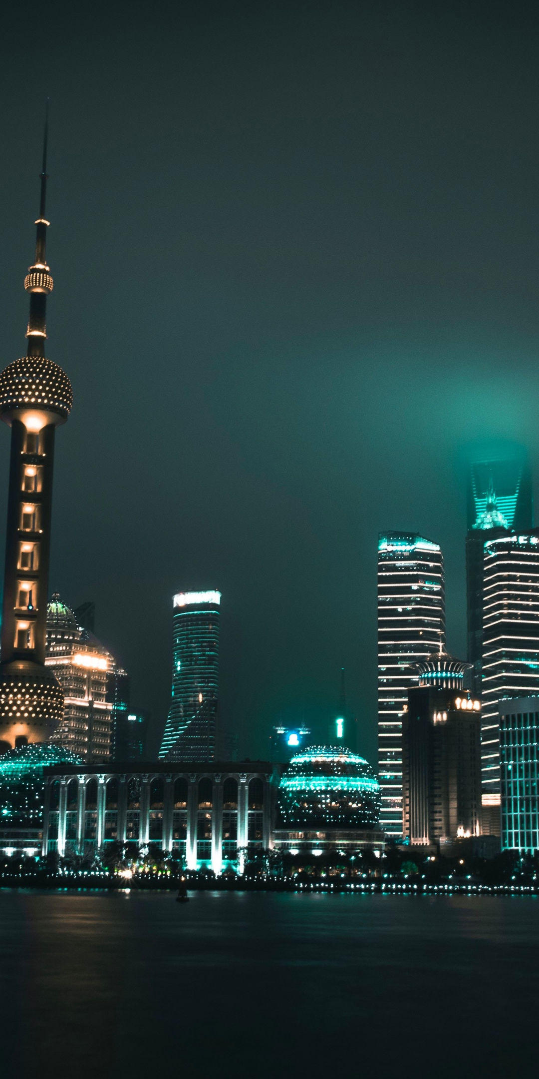 The Bund, Shanghai, cityscape, night, 1080x2160 wallpaper