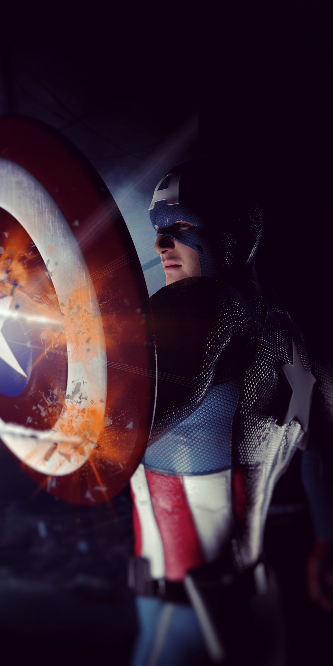 Captain America, shield, the winter solider, artwork, 1080x2160 wallpaper