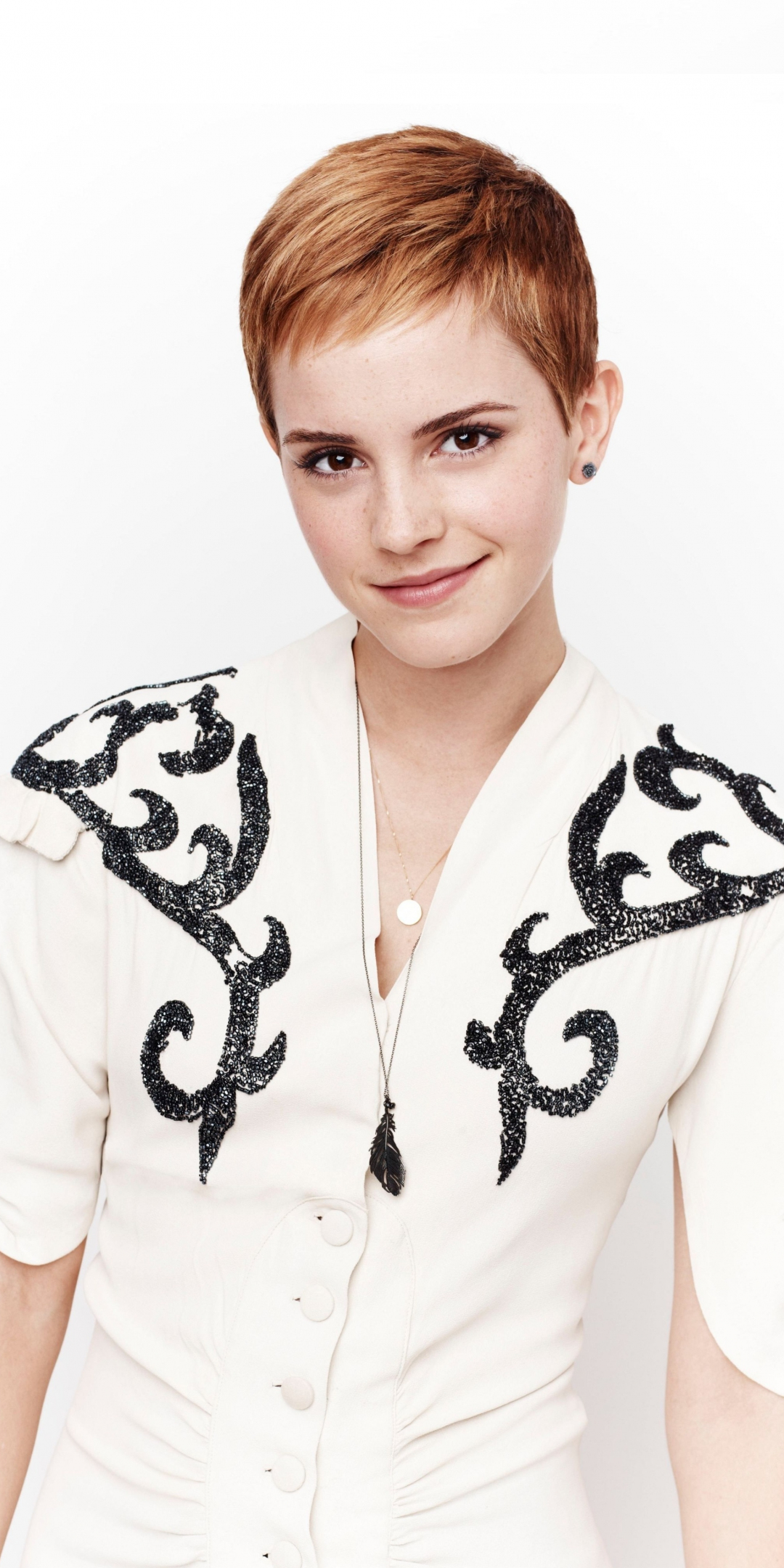 Emma Watson, beautiful, smile, short hair, 1080x2160 wallpaper