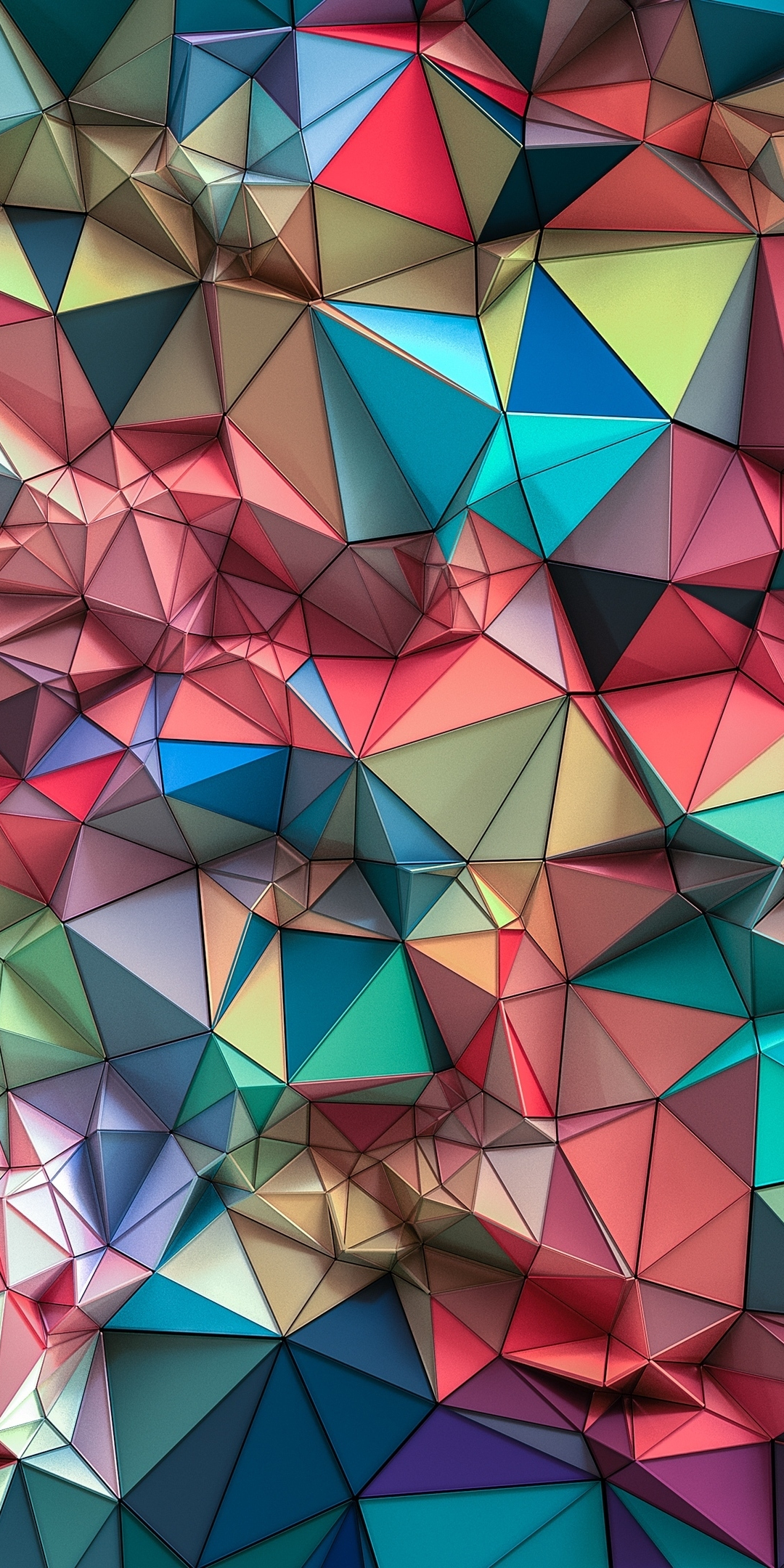 Triangles, colorful, geometric pattern, abstract, 1080x2160 wallpaper