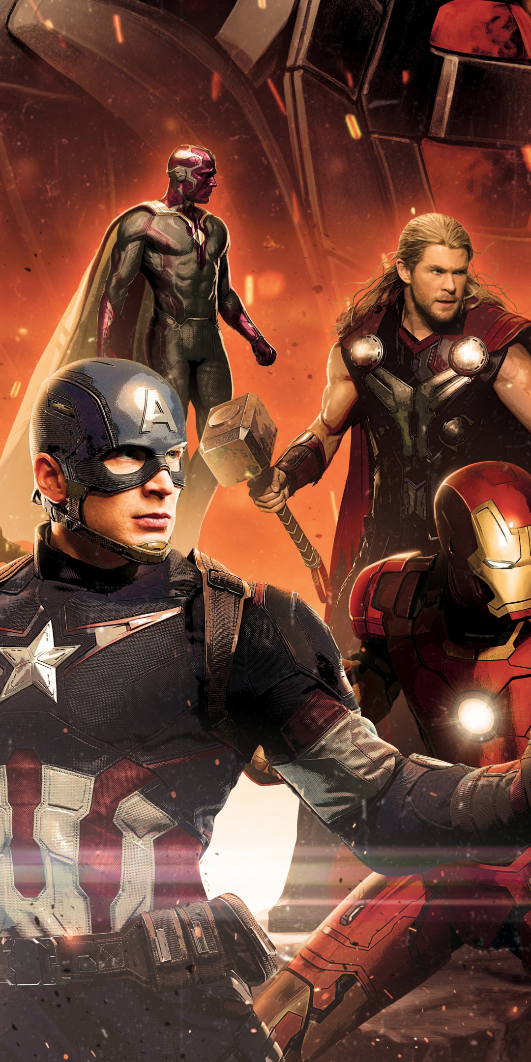 Avengers: Age of Ultron, hulk, black widow, captain america, 1080x2160 wallpaper