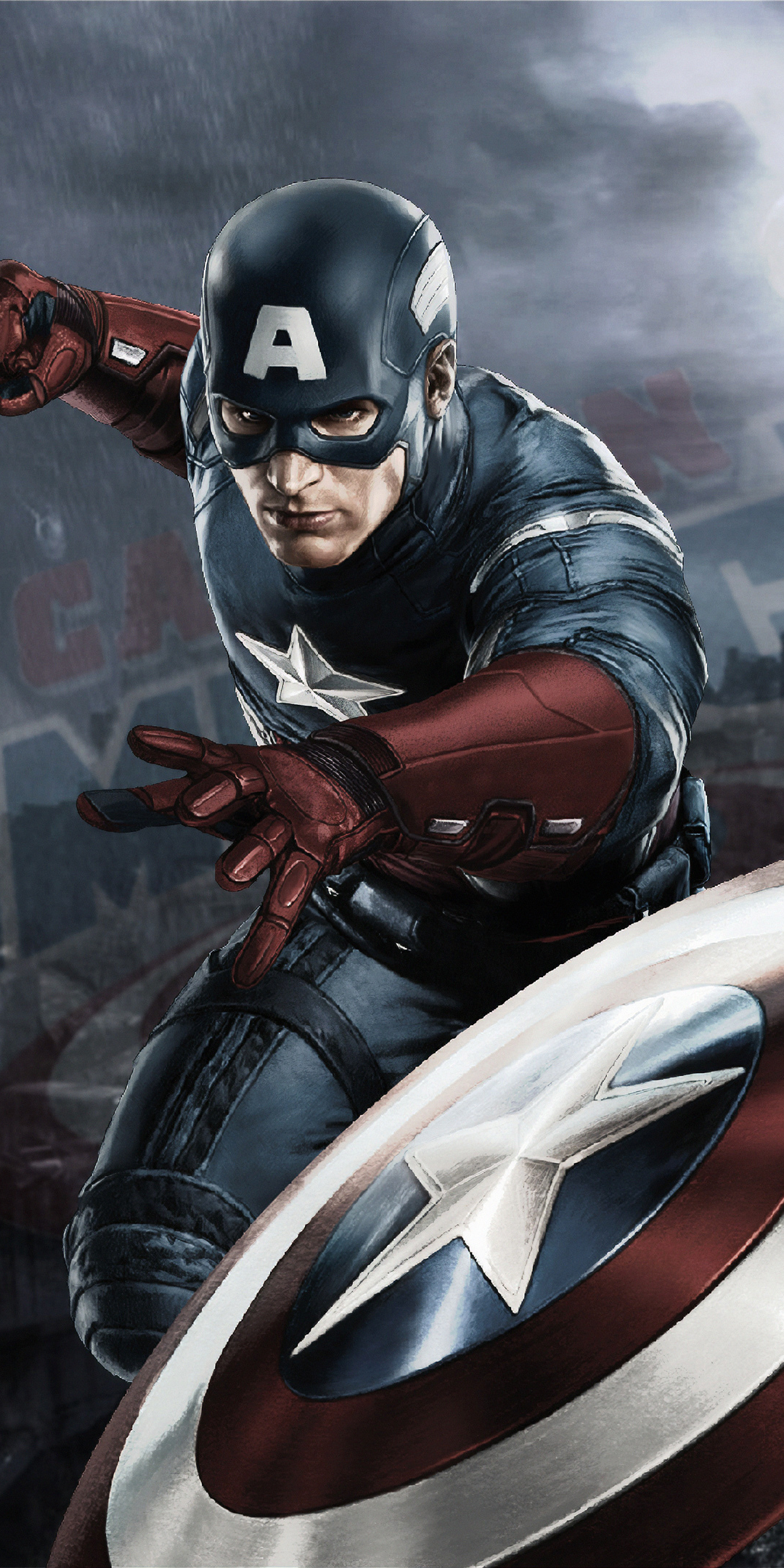 Captain America, superhero, Marvel, artworks, 1080x2160 wallpaper