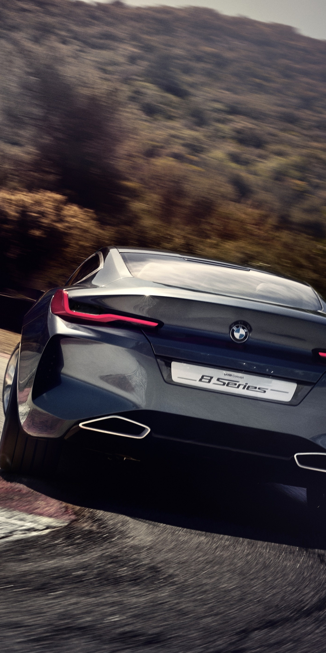 2018 car, BMW Concept 8 Series, rear view, on road, 1080x2160 wallpaper