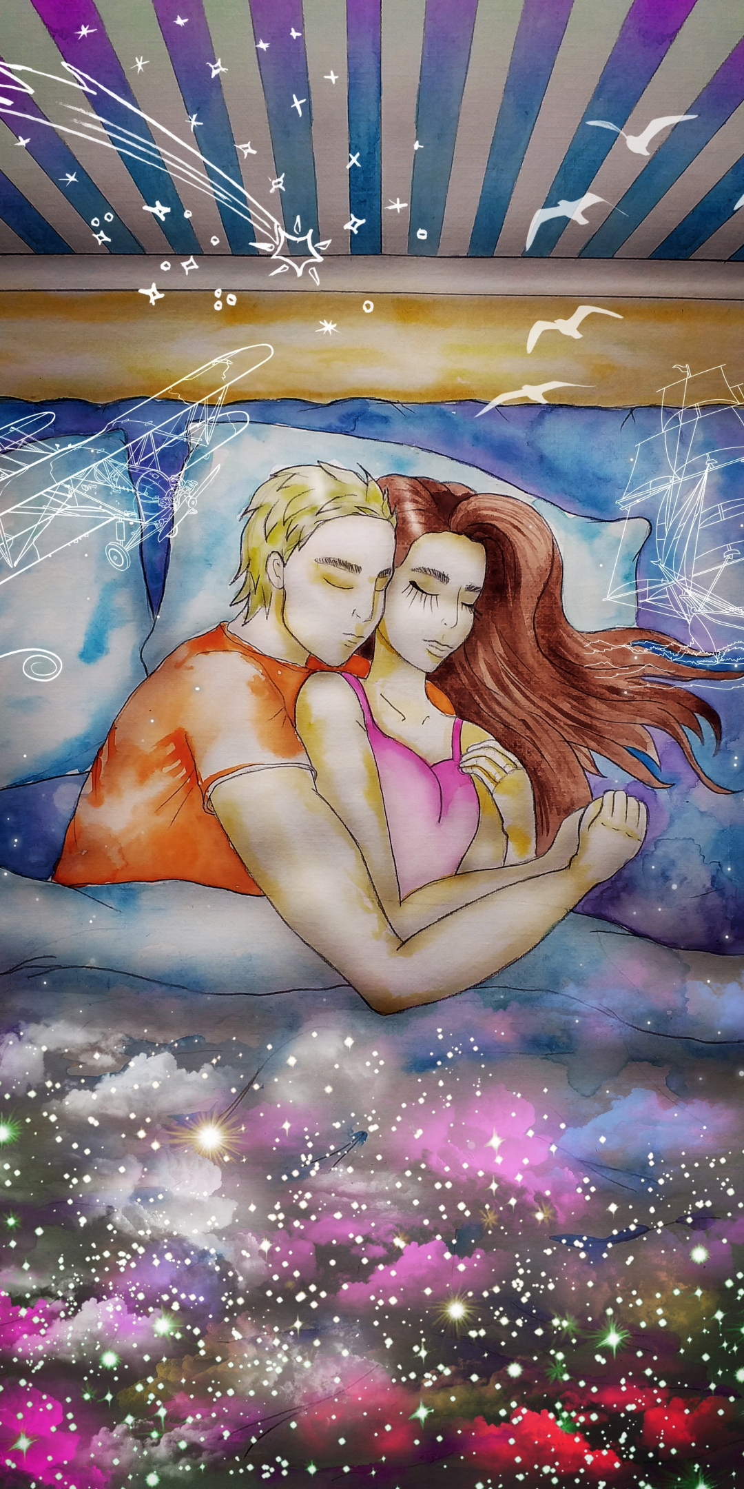 Dream, couple, love, art, 1080x2160 wallpaper
