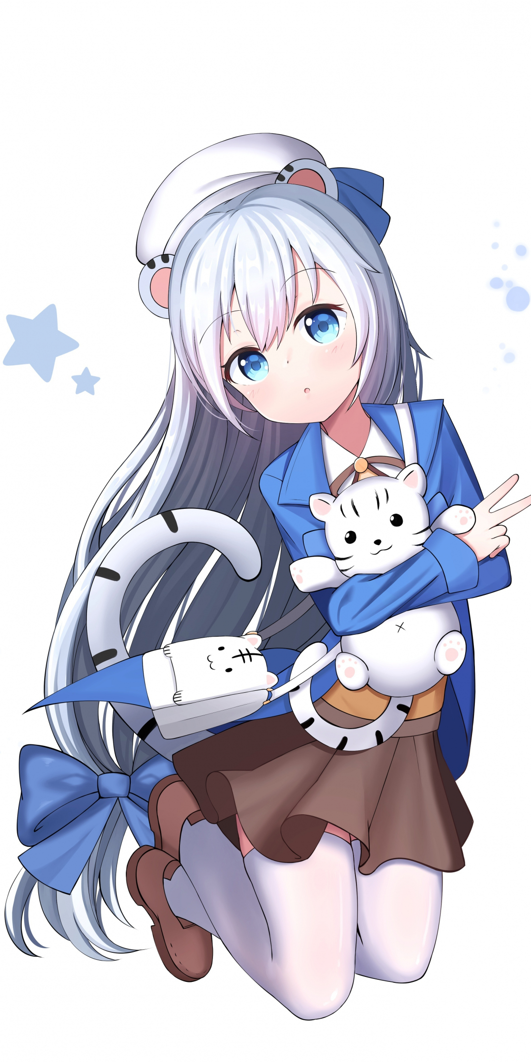 White hair, cute, jump, anime girl, 1080x2160 wallpaper