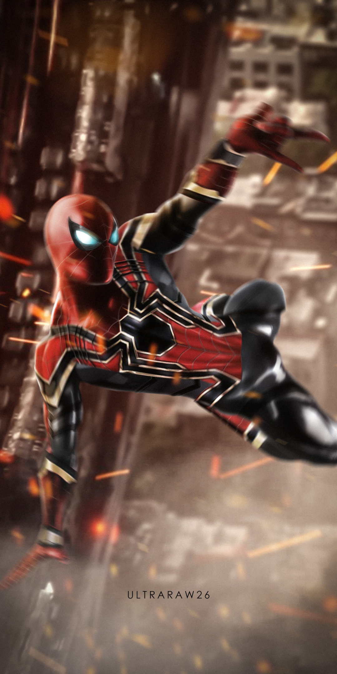 Iron-spider, spider-man, swing, artwork, marvel superhero, 1080x2160 wallpaper