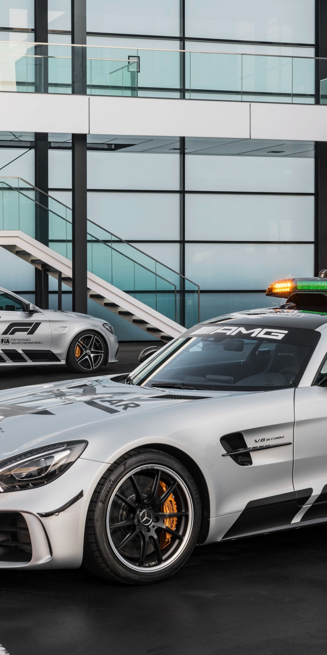 Mercedes-AMG GT R and C-klasse Estate, F1 safety cars, 2018, 1080x2160 wallpaper