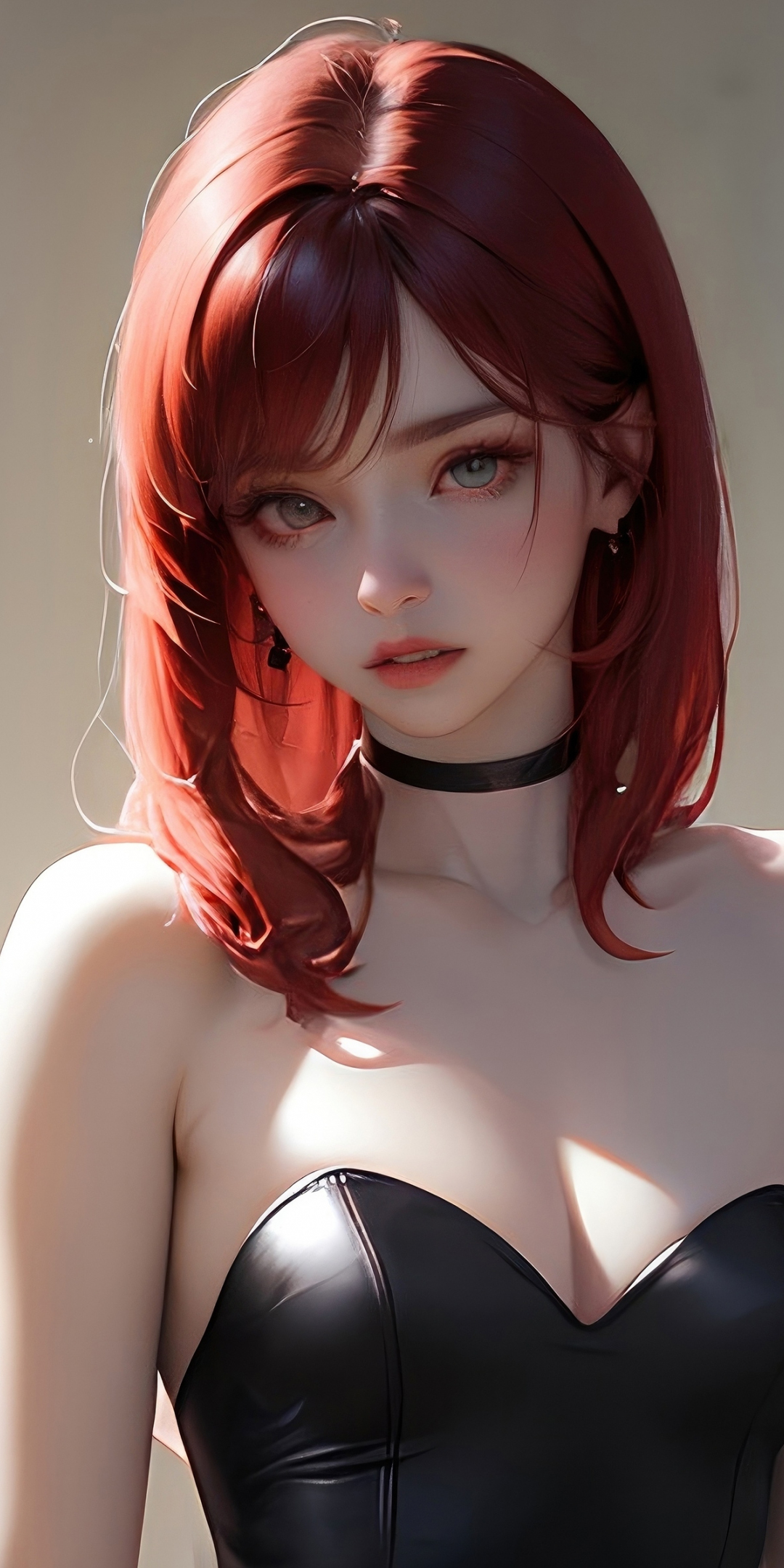 Bat wings, beautiful girl, redhead, art, 1080x2160 wallpaper