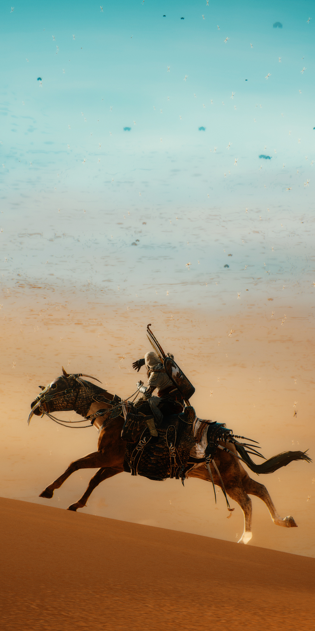 Assassin's Creed: Origins, horse ride, desert, game art, 1080x2160 wallpaper