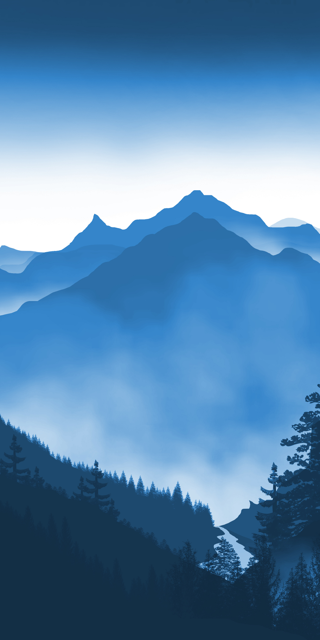 Mountains, mist, horizon, sunrise, nature, 1080x2160 wallpaper