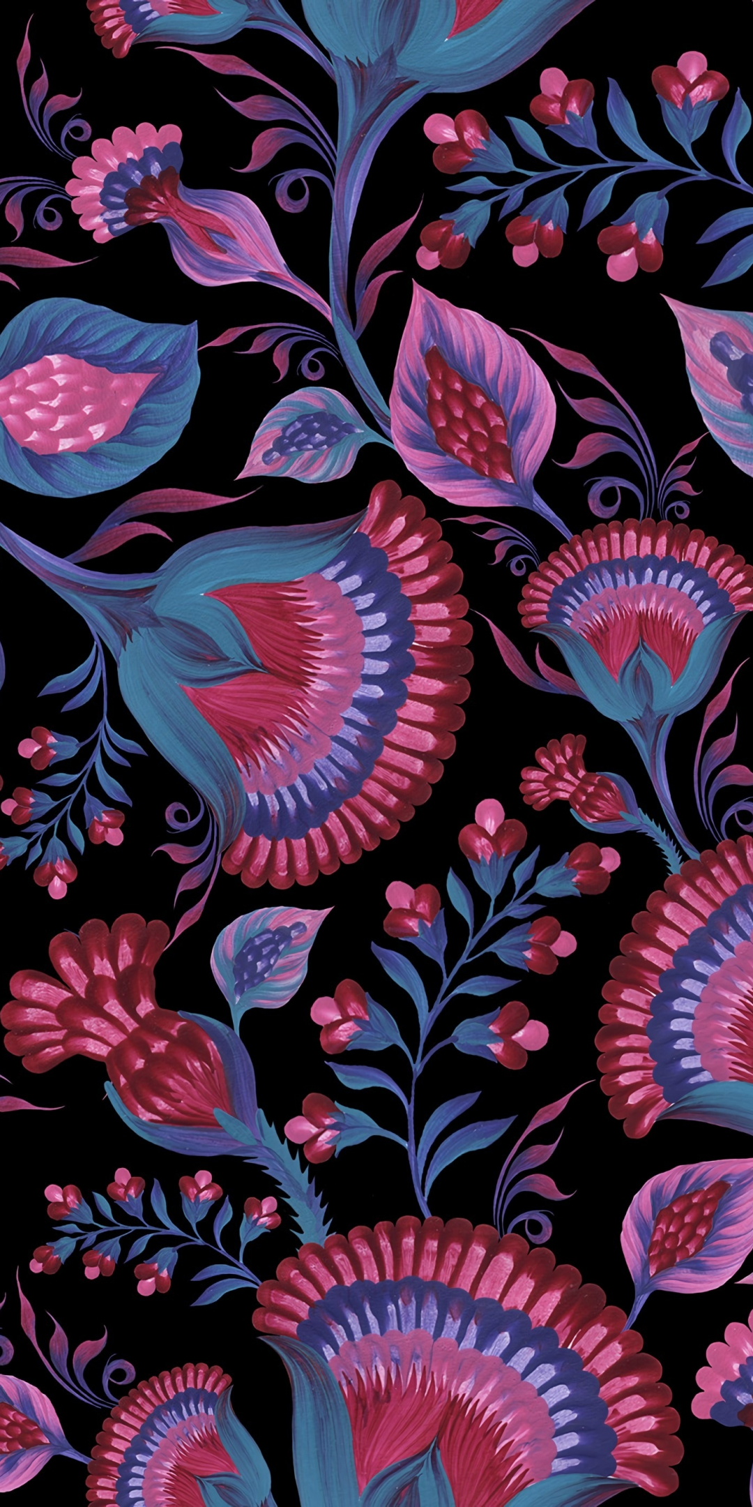 Abstract, flowers, patterns, bright, 1080x2160 wallpaper