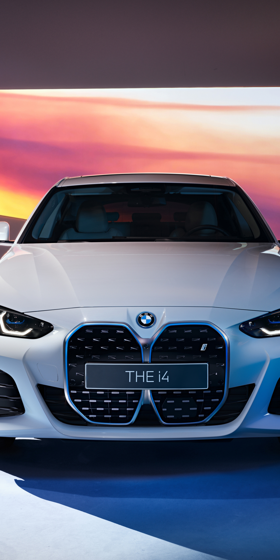 BMW i4, white sport car, 1080x2160 wallpaper