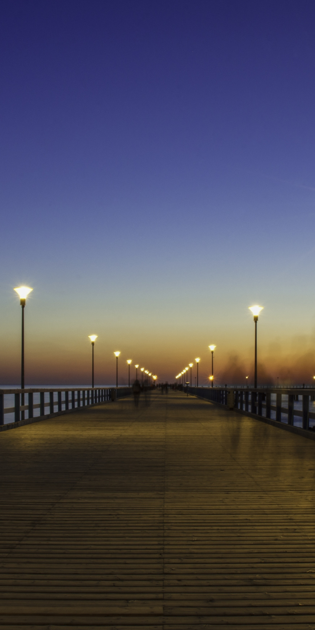 Bridge, pier, wooden, night out, sunset, 1080x2160 wallpaper