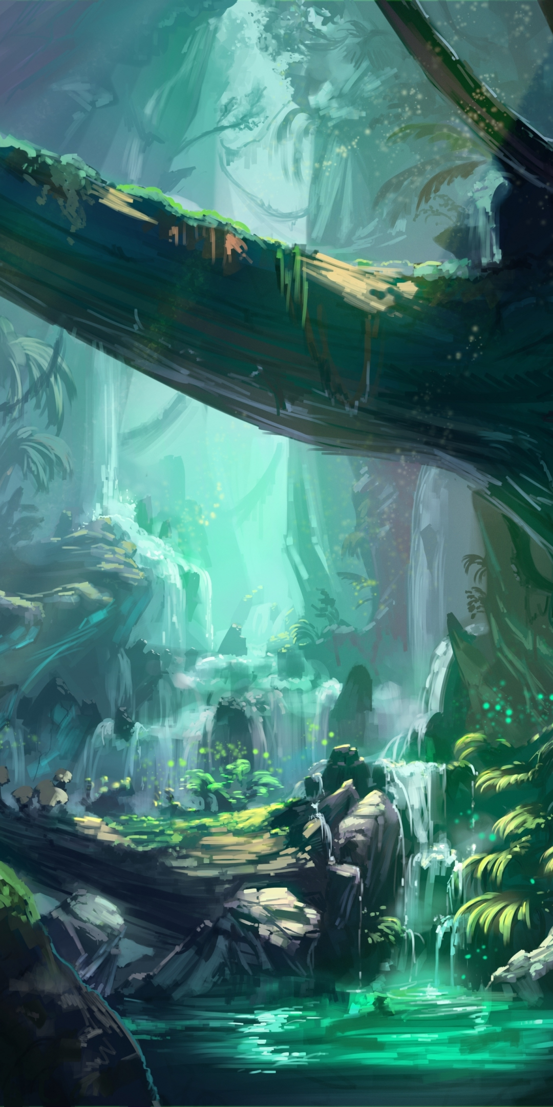 Fantasy, ancient forest, Monster Hunters' World, art, 1080x2160 wallpaper