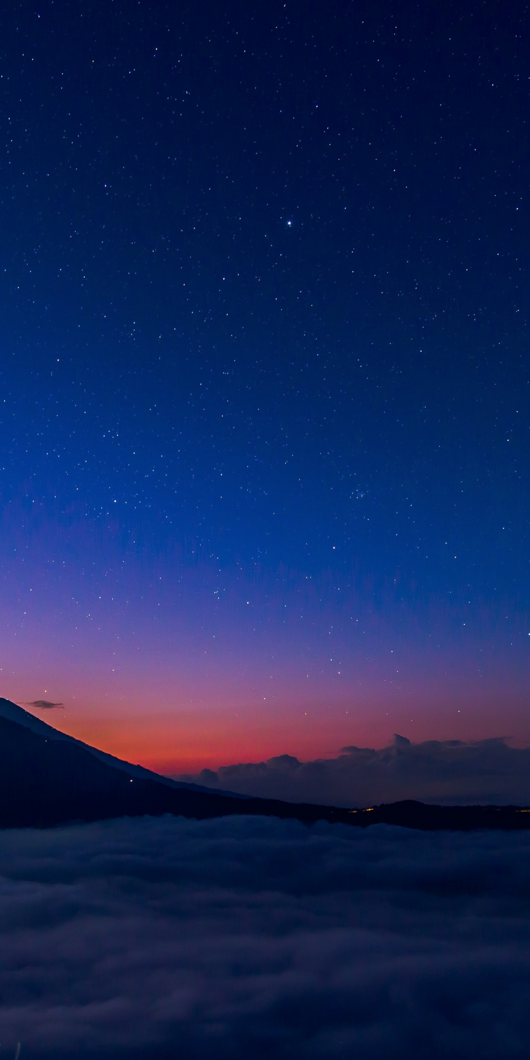Night, clouds, sky, mountains, volcano, 1080x2160 wallpaper