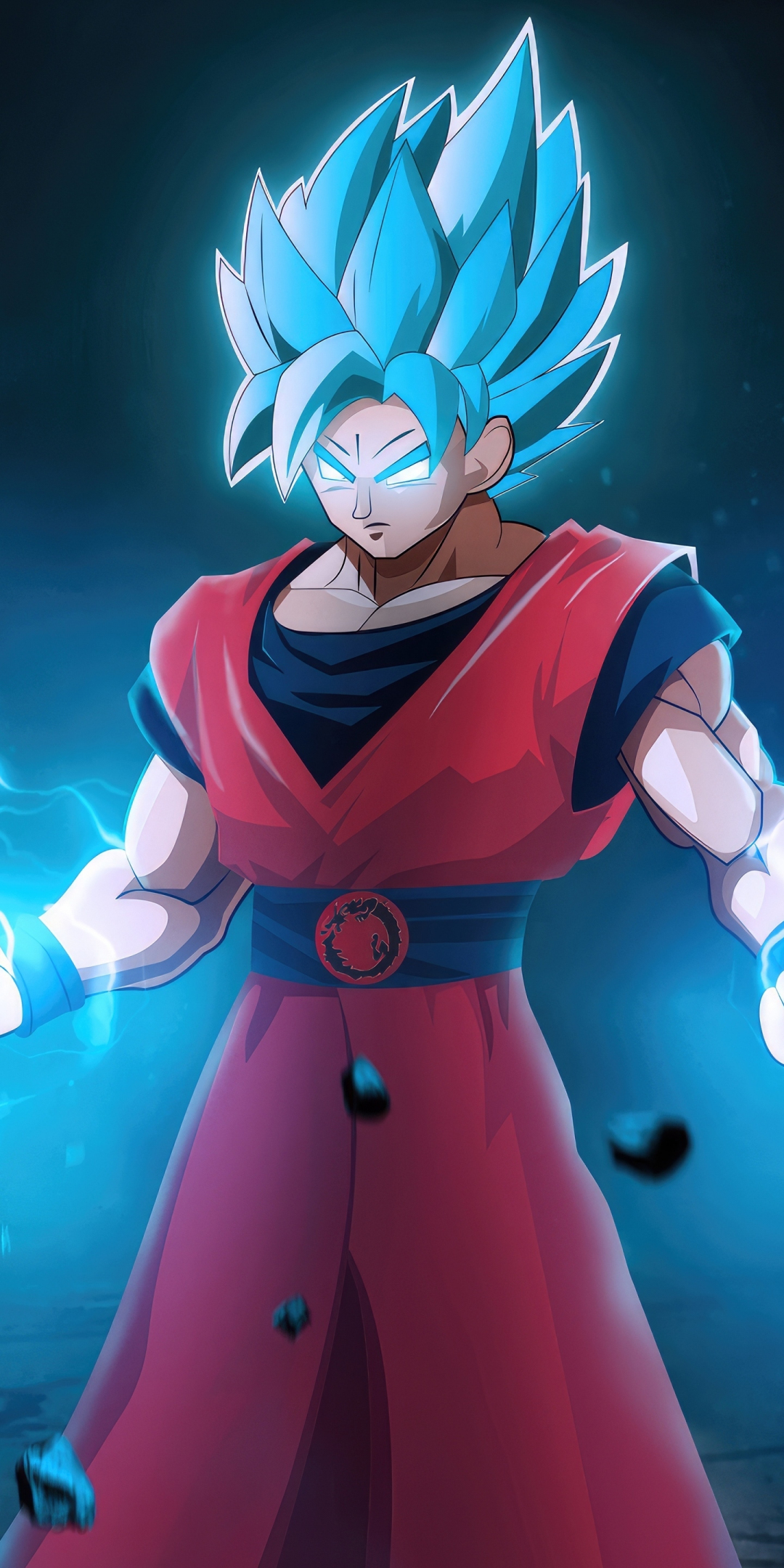 Goku with lightening powers, blue, anime, 1080x2160 wallpaper