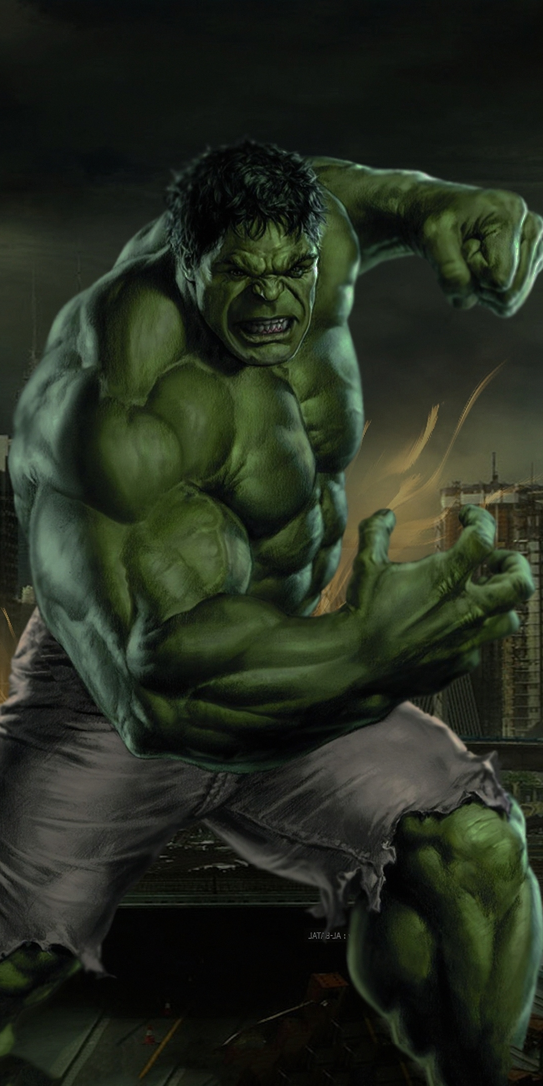 Hulk, green man, Smash It, 1080x2160 wallpaper