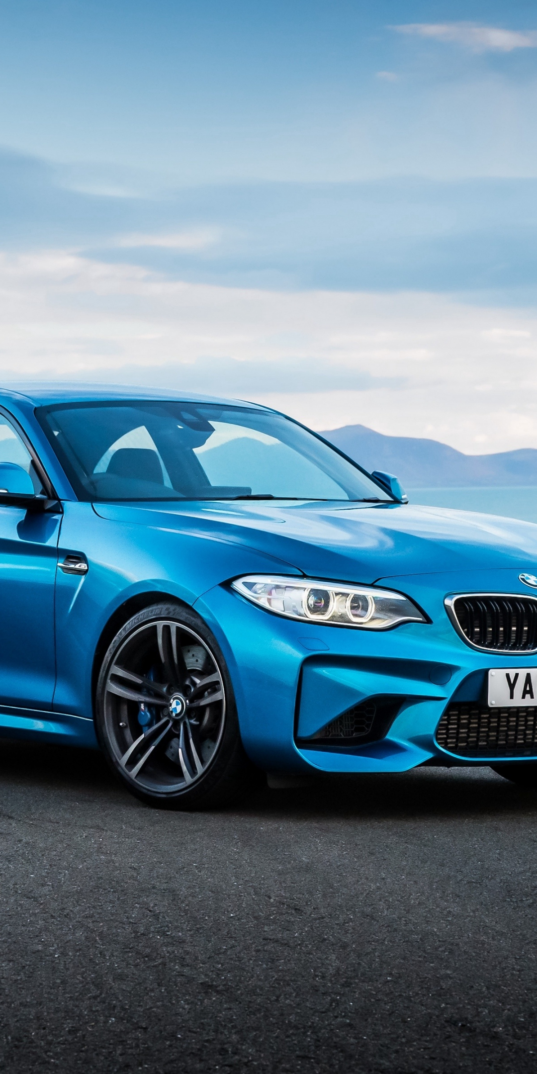 Blue, BMW M2, luxury sedan, 1080x2160 wallpaper
