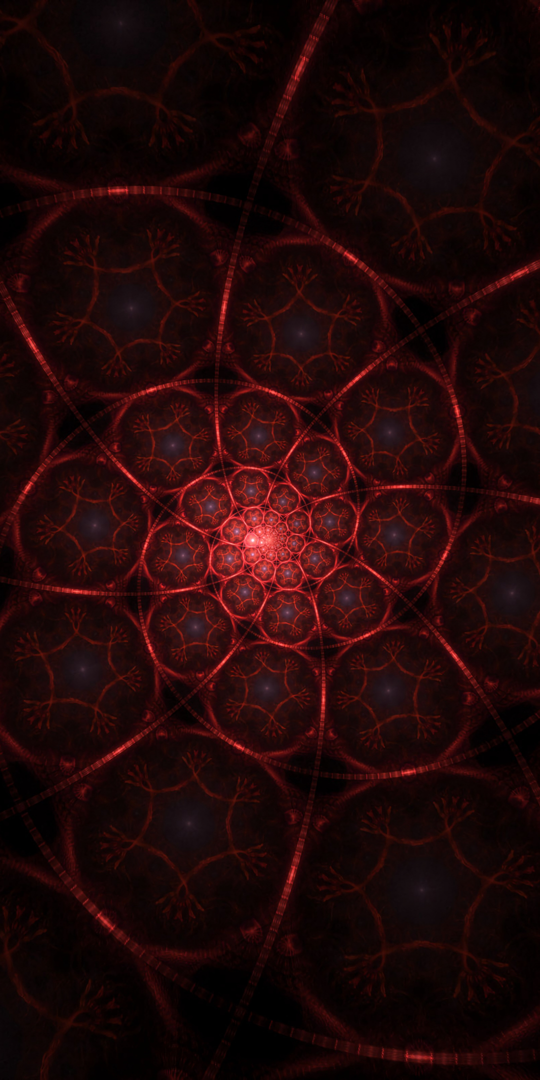 Fractal, red spiral, web, abstraction, 1080x2160 wallpaper