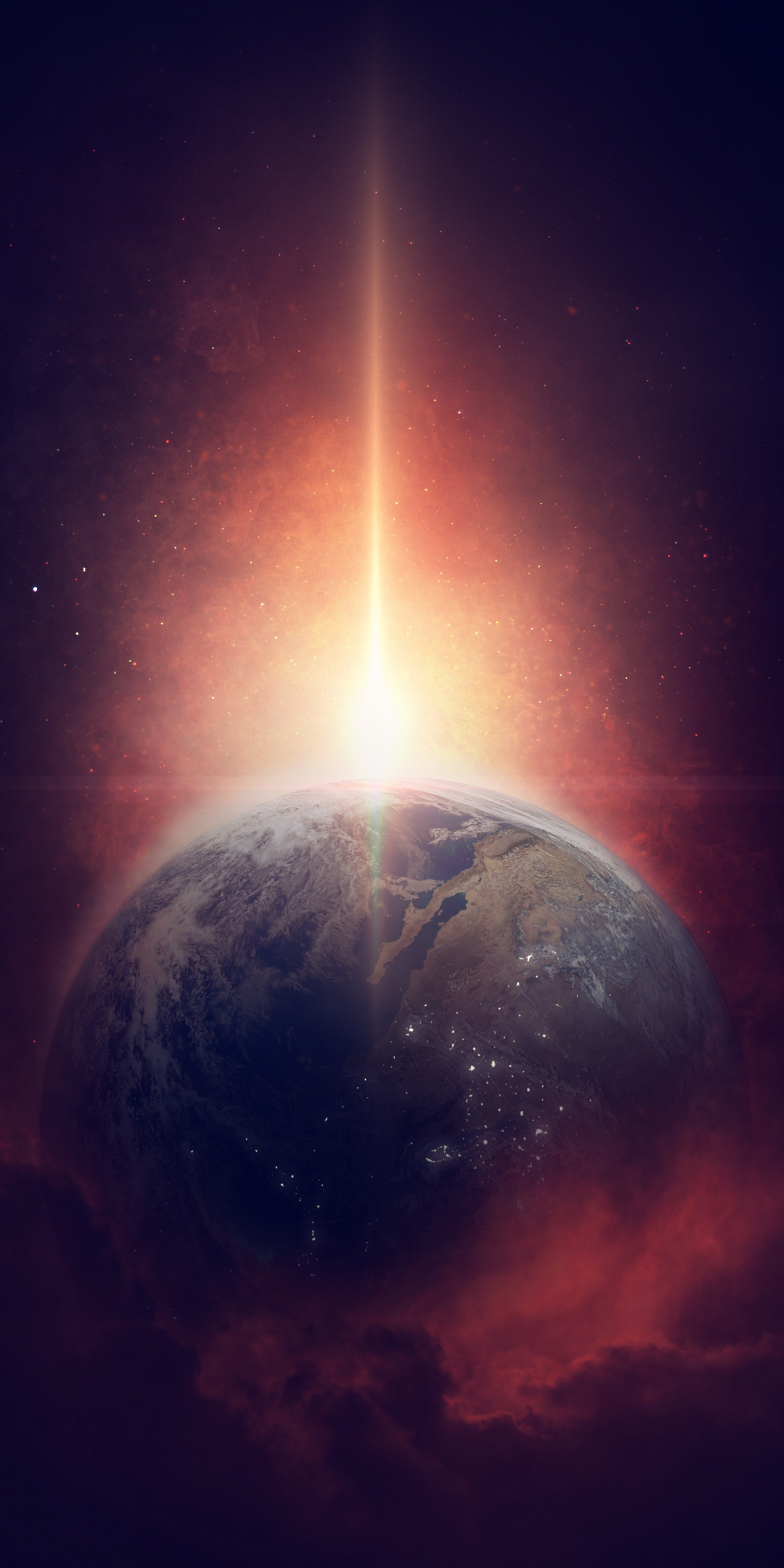 Earth, planet from space, sunlight, 1080x2160 wallpaper