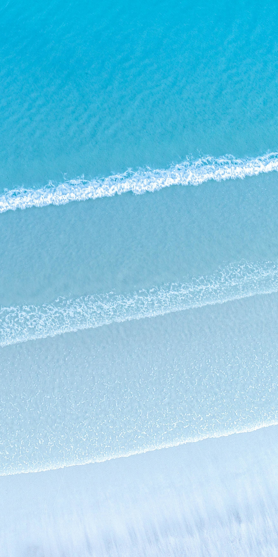 Aerial shot, blue sea waves, 1080x2160 wallpaper