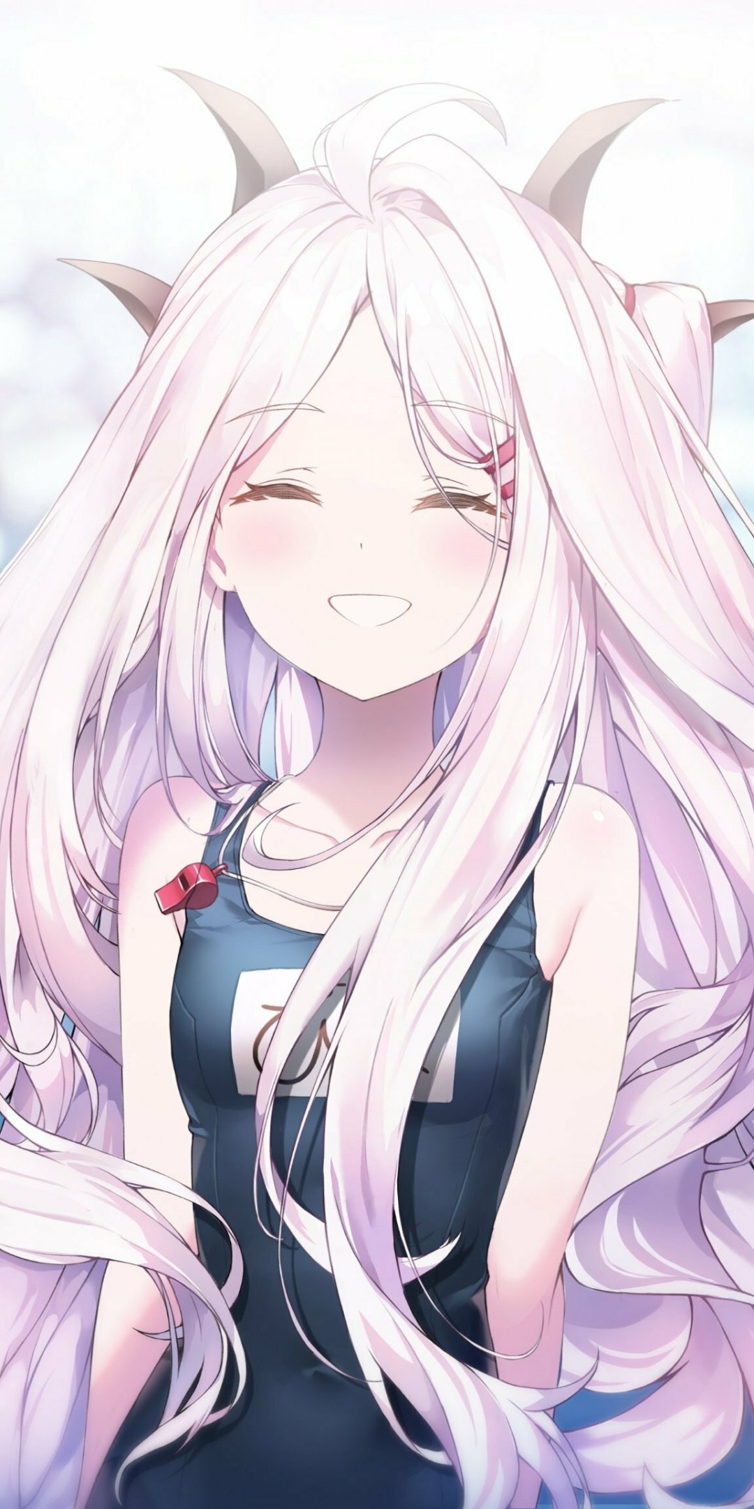 Happy mood, pink hair anime girl, original, 1080x2160 wallpaper