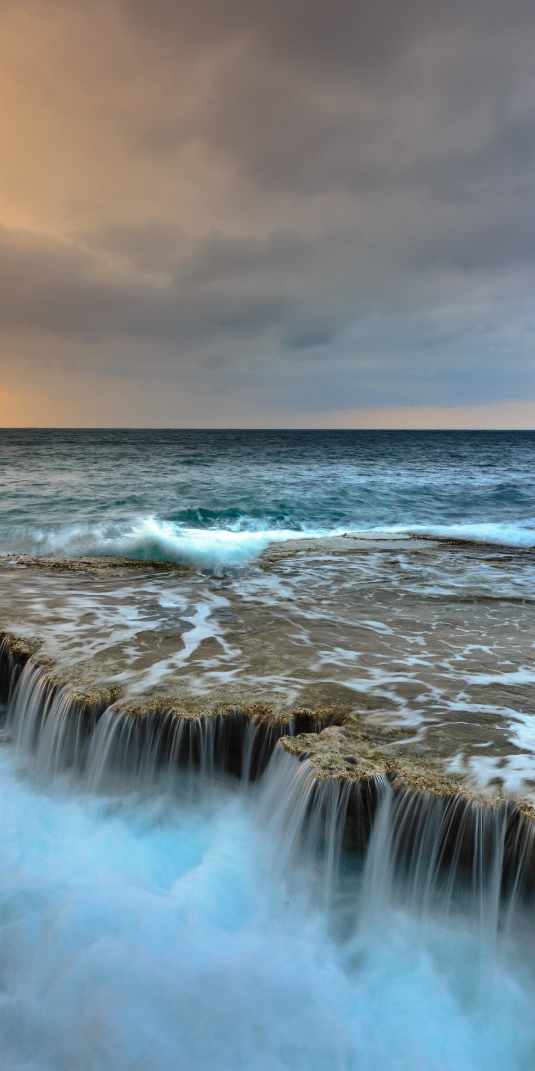 Bay, seawater, sea, sunset, nature, 1080x2160 wallpaper