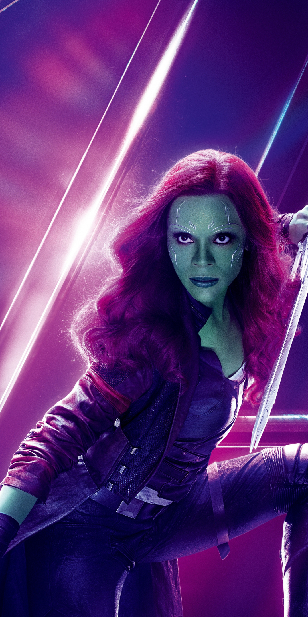 Avengers: infinity war, zoe saldana as gamora, movie, 1080x2160 wallpaper