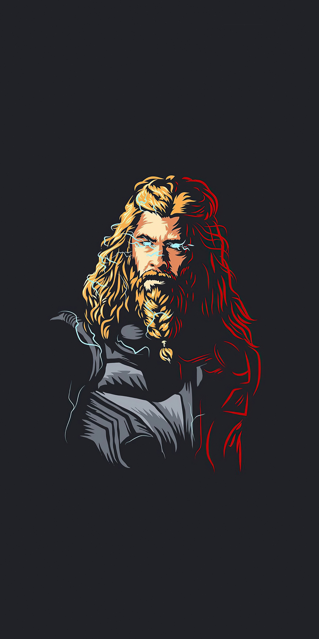 Thor in beard, blonde, art, 1080x2160 wallpaper