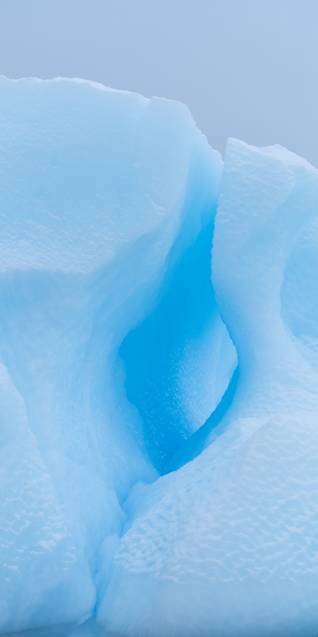 Blue-white ice, glacier, closeup, 1080x2160 wallpaper