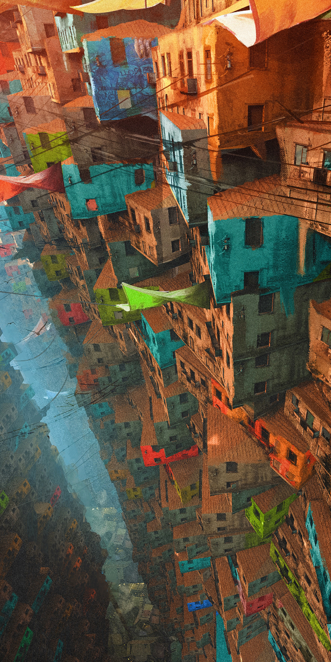 Cityscape, buildings, apartments, colorful, art, 1080x2160 wallpaper