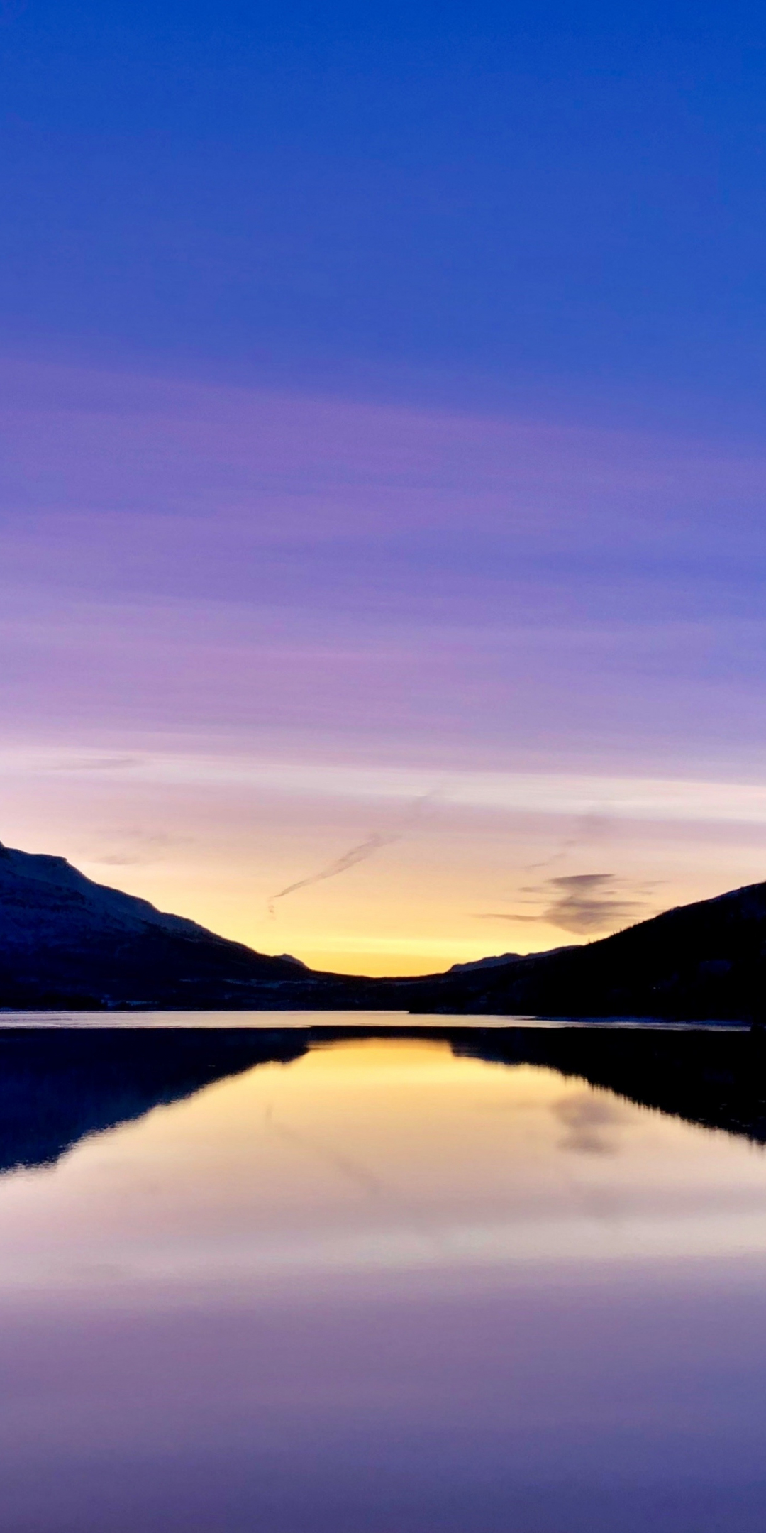 Download 1080x2160 Wallpaper Sunset Bluish Sky And Lake Mountains