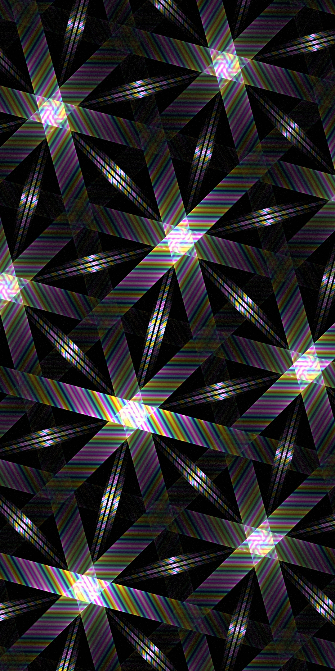 Hexagons, texture, black-colorful stripes, 1080x2160 wallpaper