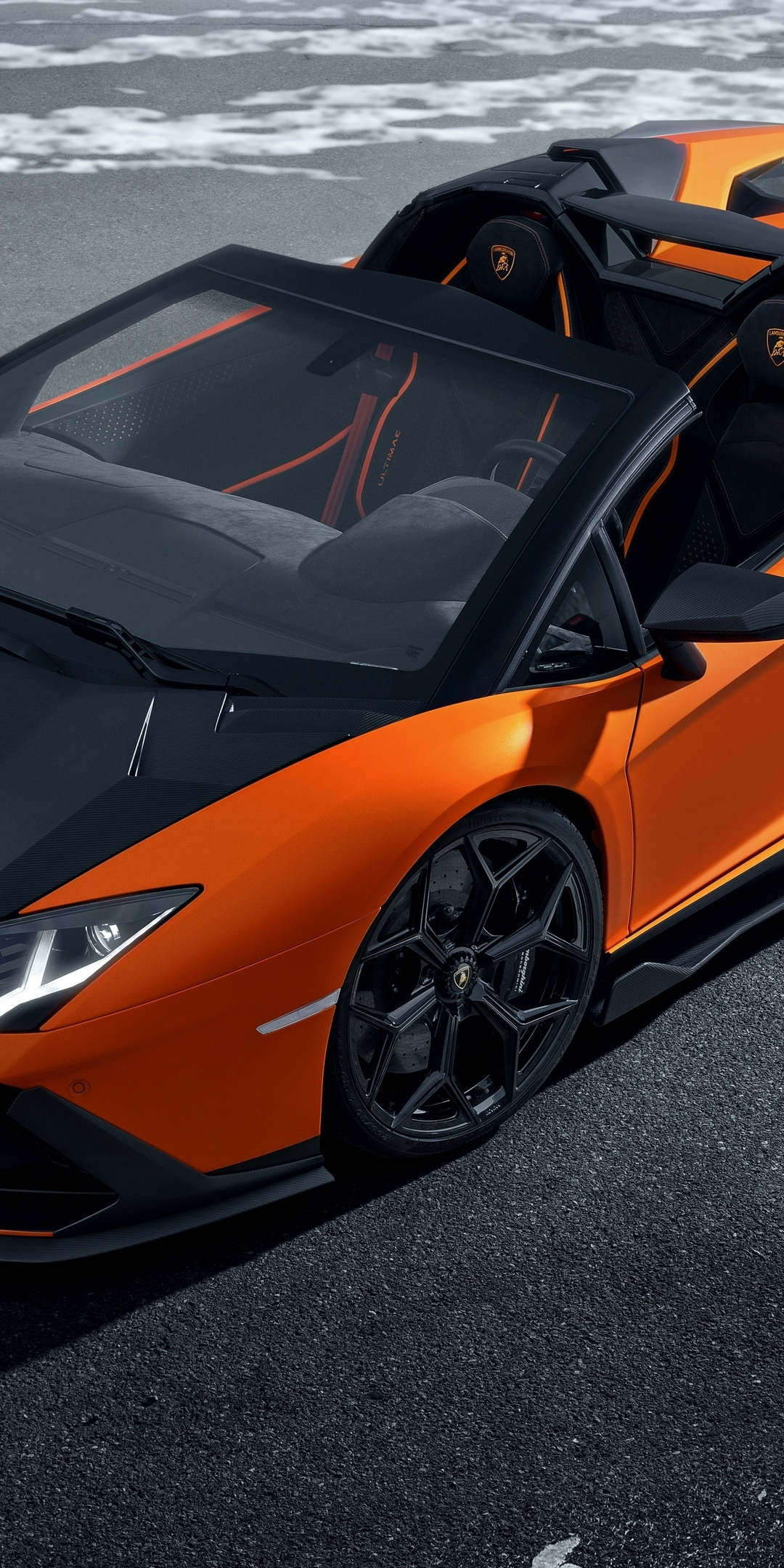 Lamborghini Aventador, orange sports car, 2023, 1080x2160 wallpaper