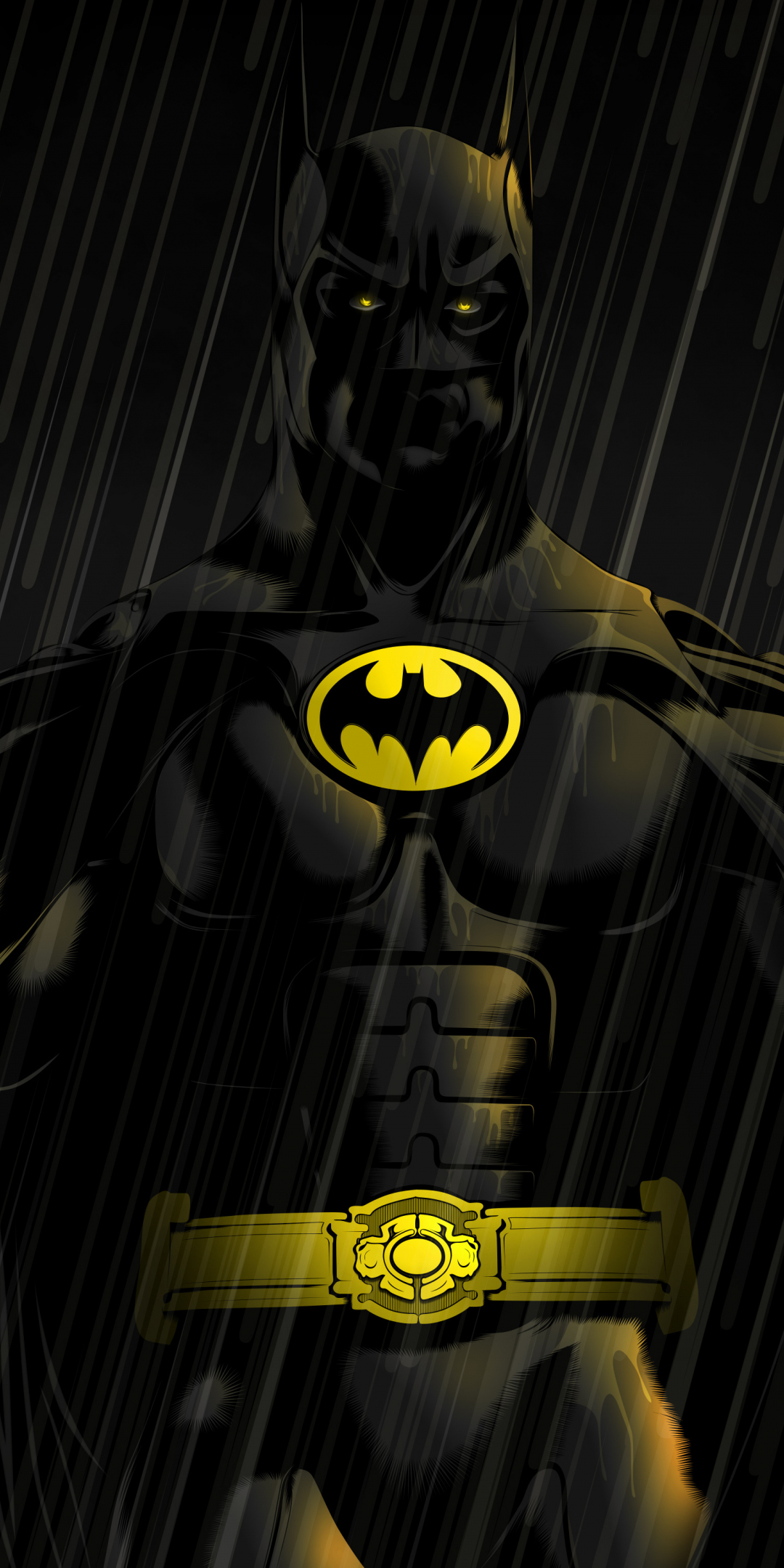 Batman, dark, rain, artwork, 1080x2160 wallpaper