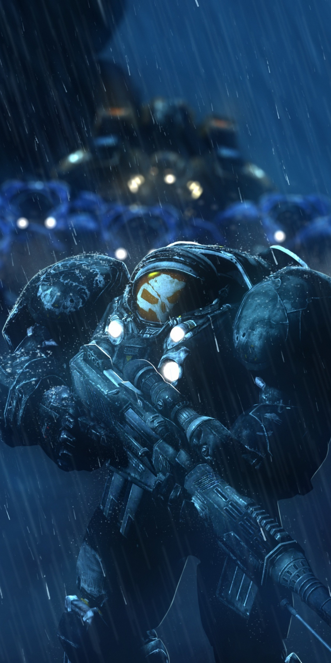 StarCraft: Remastered, soldiers, rain, video game, 1080x2160 wallpaper