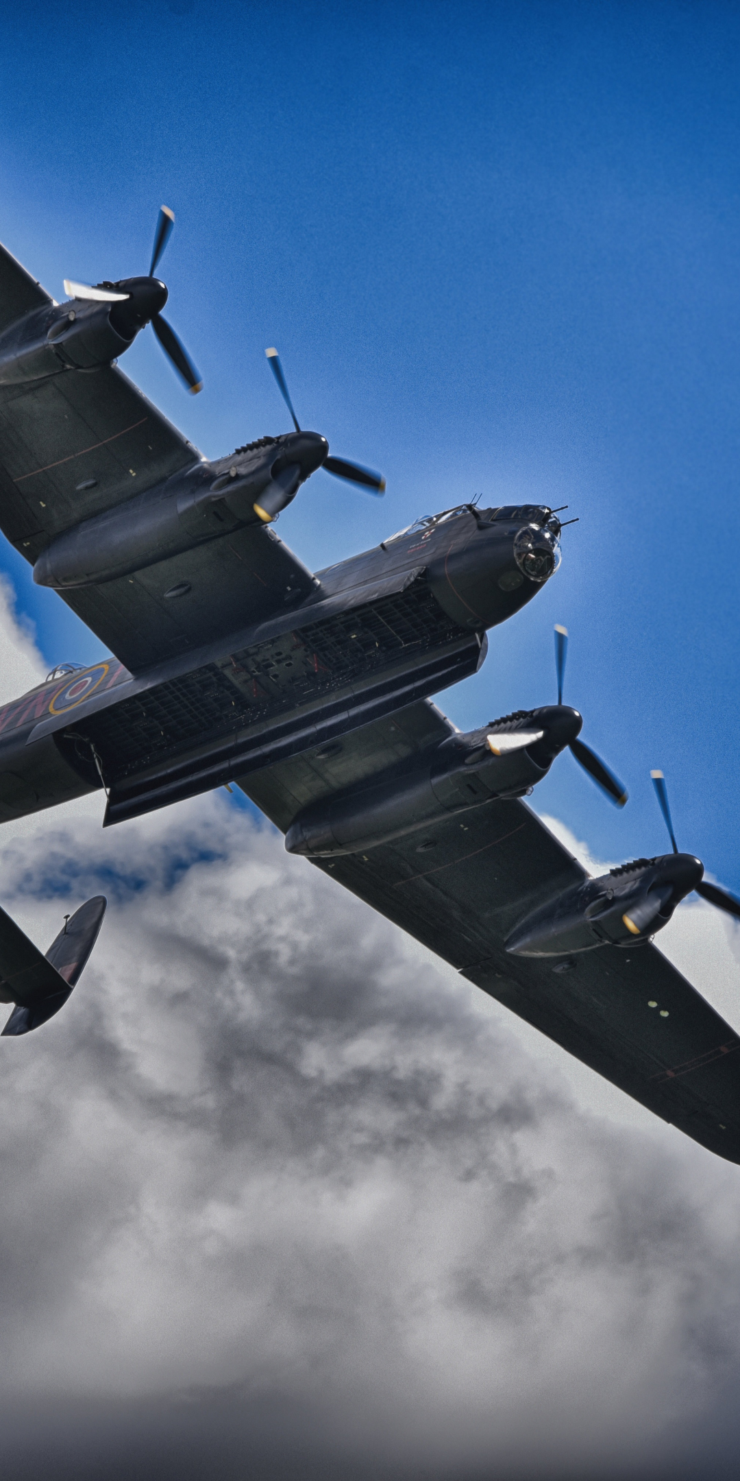 Lancaster bomber, Avro Lancaster, military aircraft, clouds, sky, 1080x2160 wallpaper