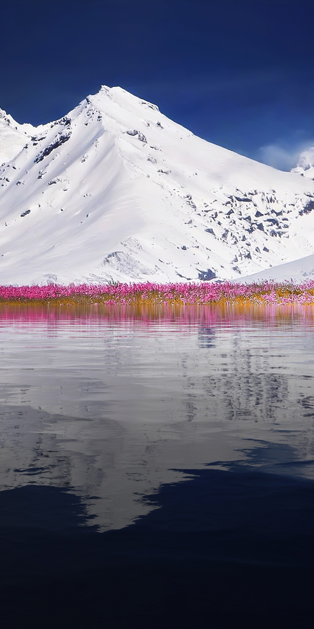 Mountains, winter, landscape, lake, reflections, nature, 1080x2160 wallpaper