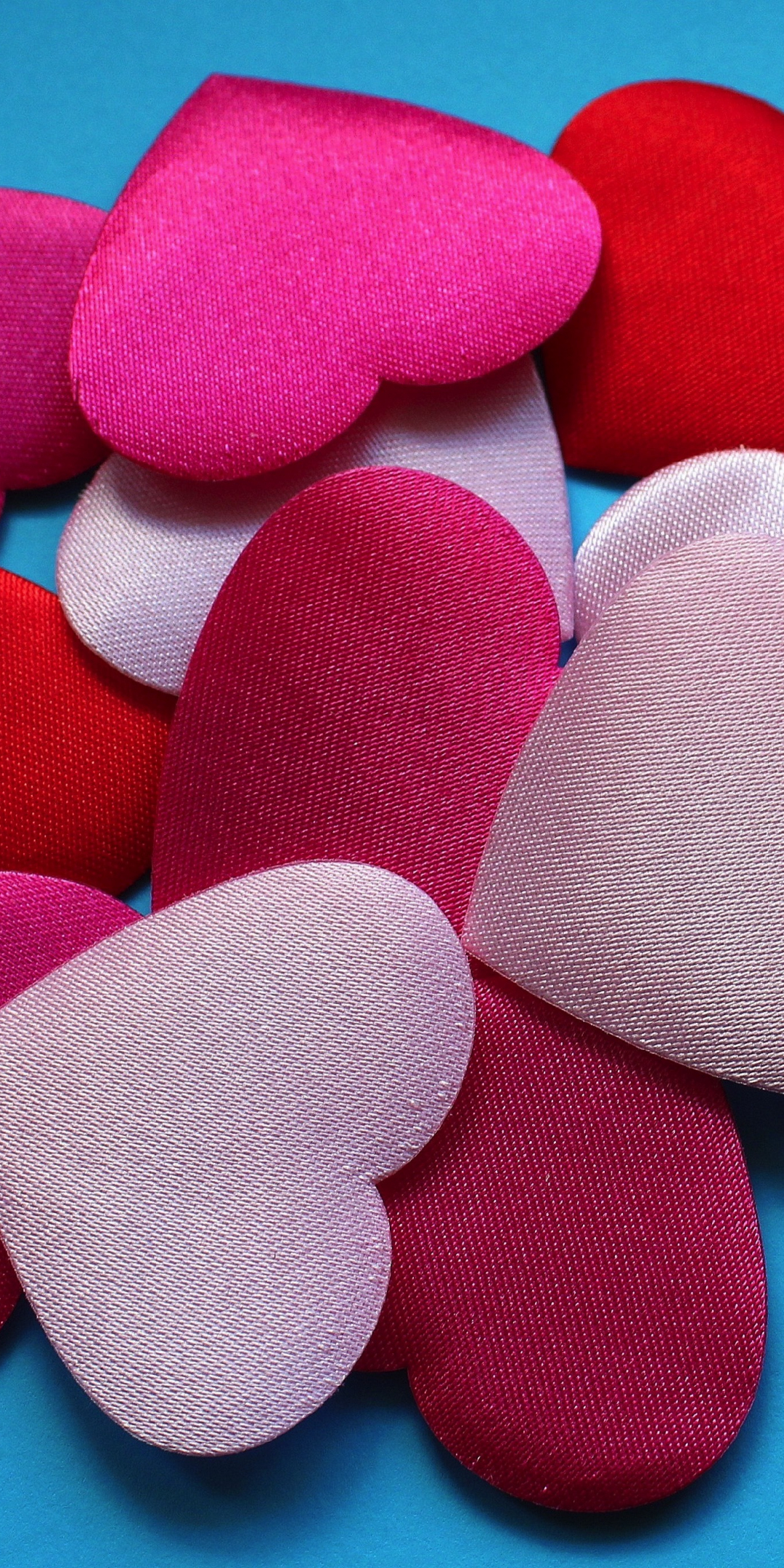 Hearts, shapes, fabric, close up, 1080x2160 wallpaper