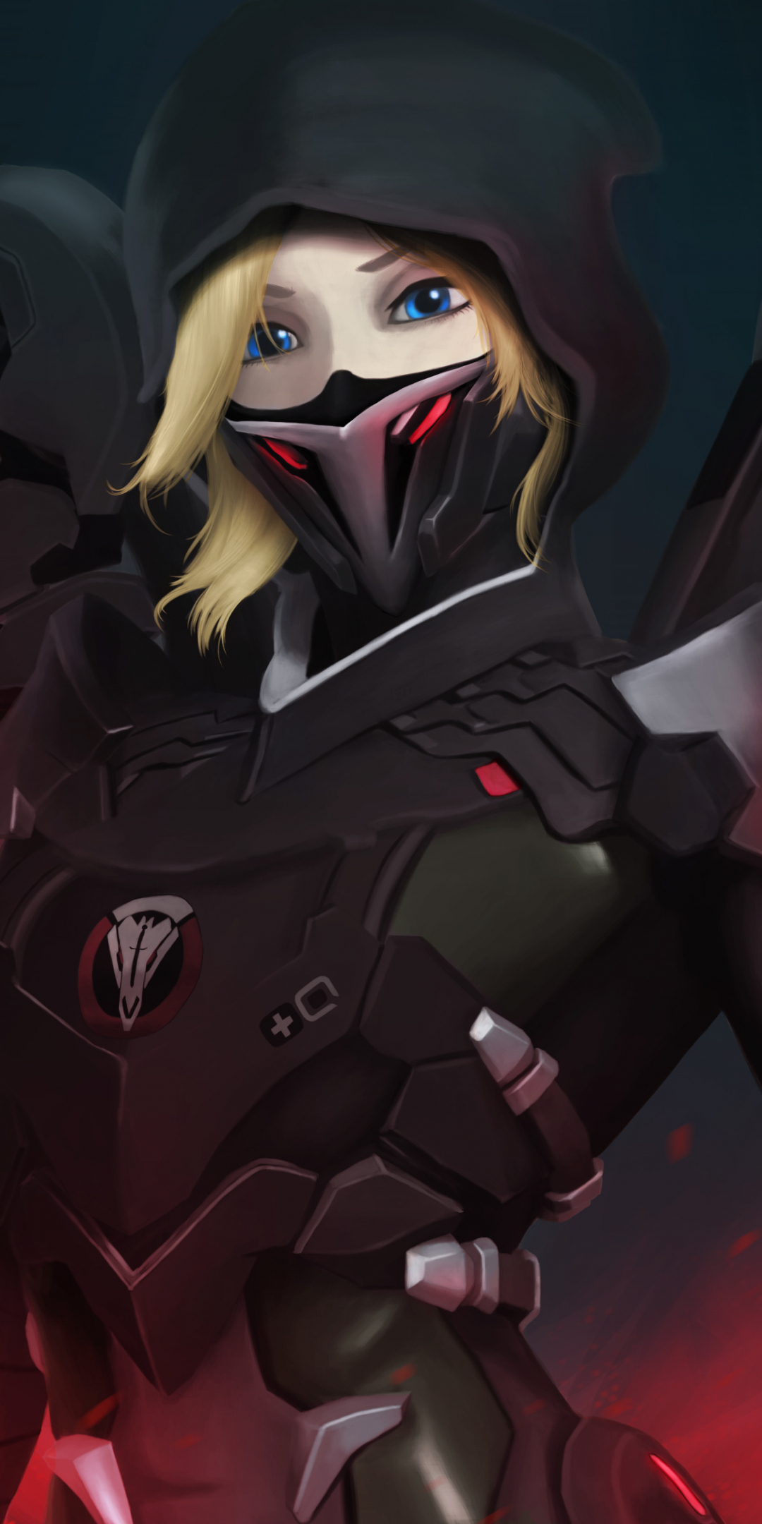 Mercy, overwatch, mask, red wings, 1080x2160 wallpaper