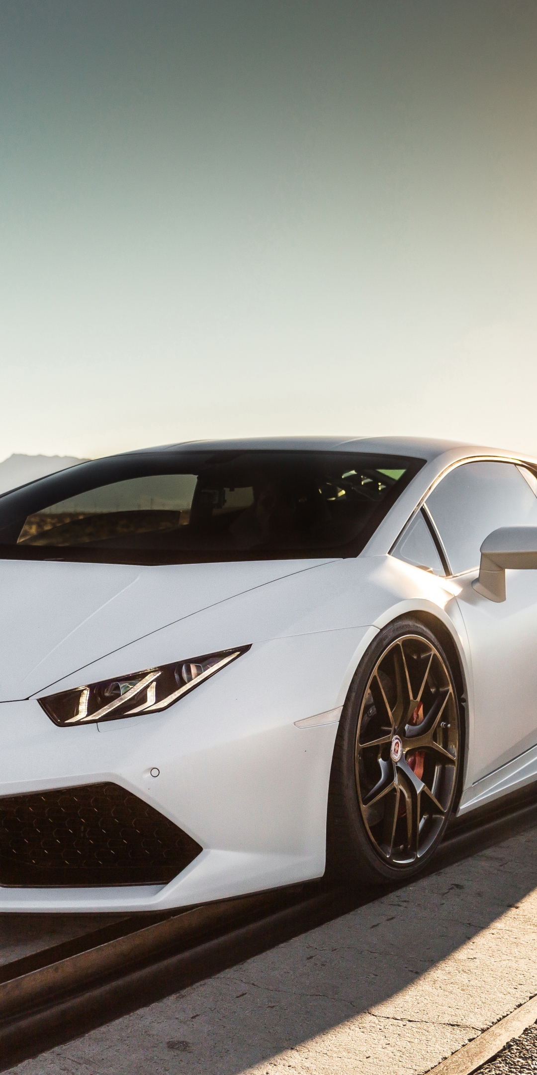 Lamborghini Aventador, white, railroad, 1080x2160 wallpaper