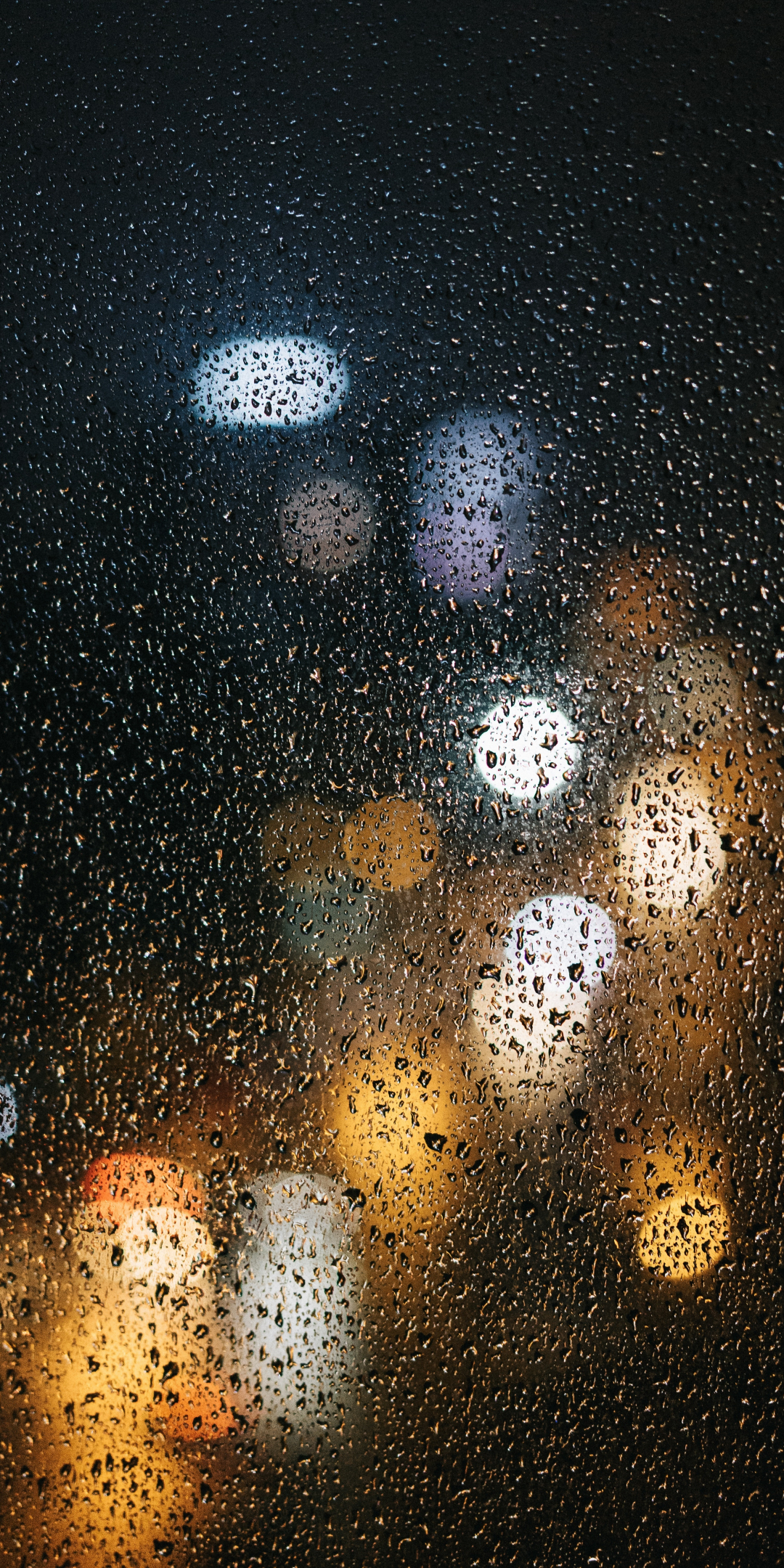 Glass surface, drops, droplet, bokeh, 1080x2160 wallpaper