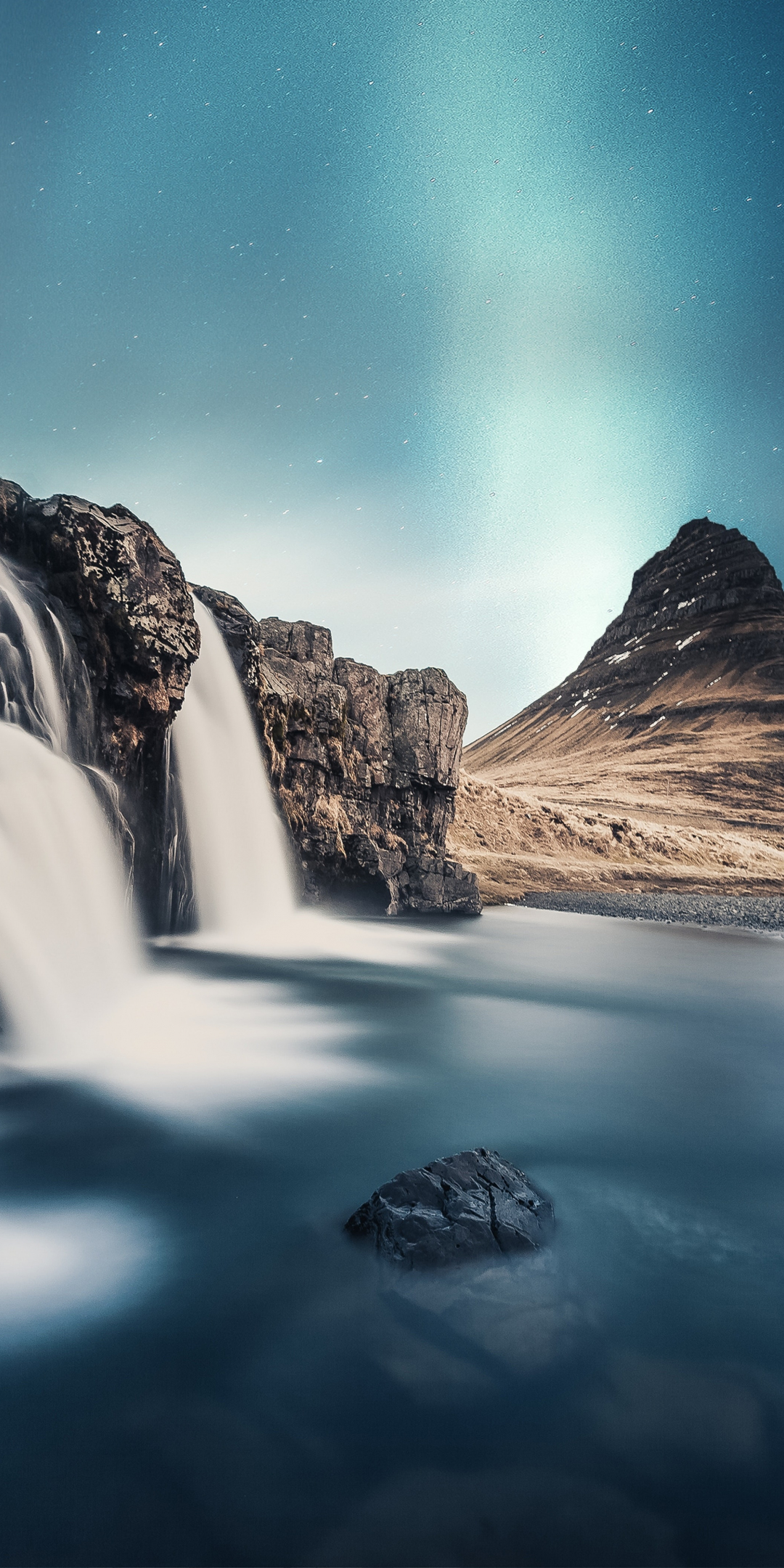 Waterfall, mountain, river, daylight, rocks, 1080x2160 wallpaper