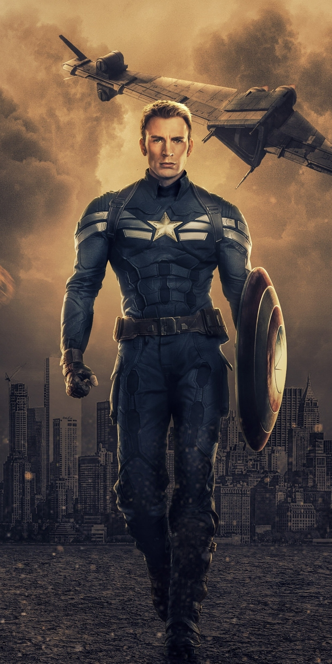 Captain America, Chris Evans, Marvel comics, art, 1080x2160 wallpaper